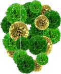 Capesaro Green and Gold Tissue Pom Poms by Capesaro