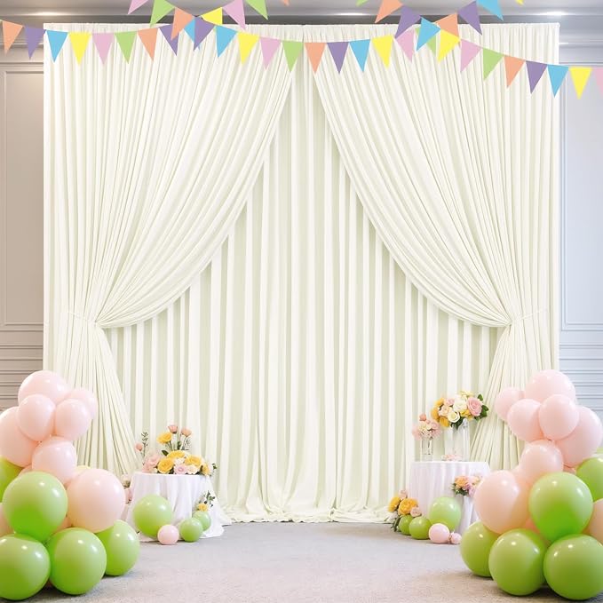 10x12 Ivory Backdrop Curtains for Wedding Party Wrinkle Free Backdrops Curtain - Image 9