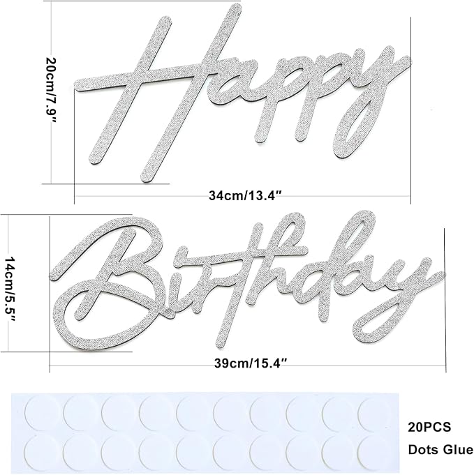 Sliver Happy Birthday Sign for Backdrop - Image 5