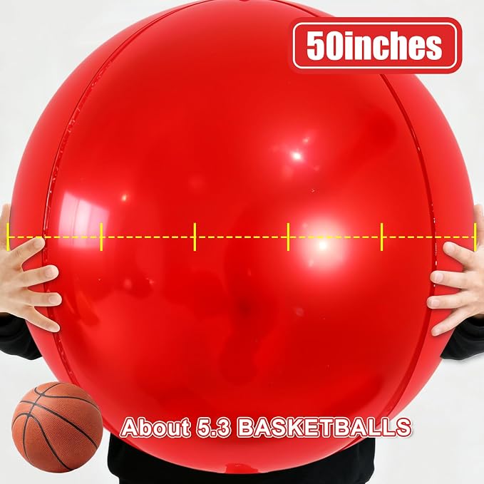 50 Inch Giant Red Round Foil Balloons - Image 2