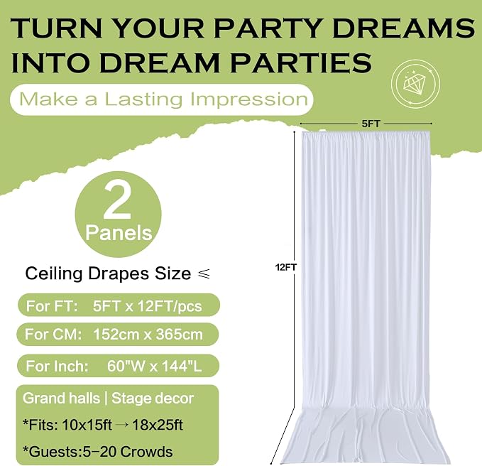 10ft×12ft White Backdrop Curtain - Image 5
