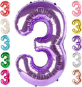3 Balloon Numbers Birthday Decorations, 40In Purple Balloons by Mluchee