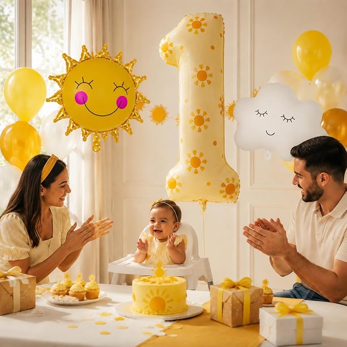 1st Birthday Sunshine Balloon Set, Number 1 Sun Party Decorations | DIY number - Image 3
