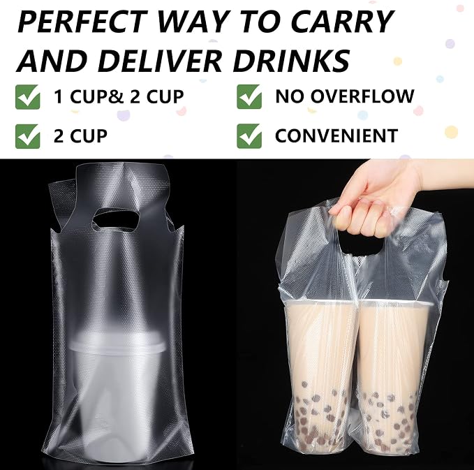 200 Pcs Clear Drink Carrier Bags Plastic - Image 4