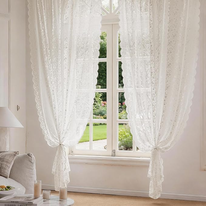 Anmao Vintage Lace Sheer Curtains 84 Inches Long - Image 7