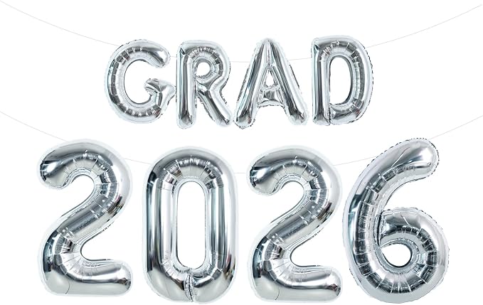 TONIFUL Graduation Balloons 16 Inch Silver Grad Balloons 40 Inch Silver Large by TONIFUL