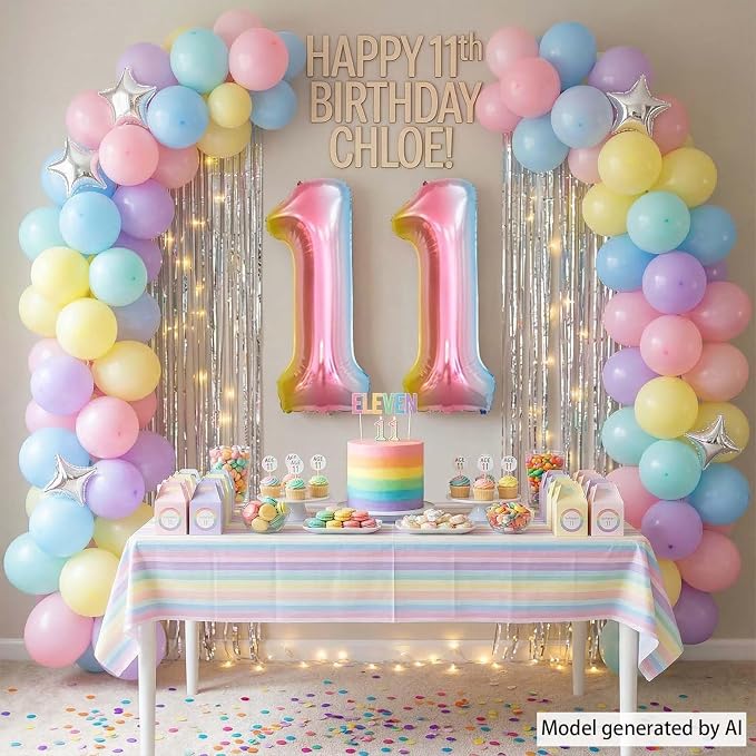 Rainbow Ombre Number 11 Balloon 40 Inch Pastel Foil - Image 6