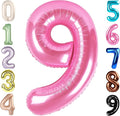 9 Balloon Numbers Birthday Decorations, 40In Pink Balloons by Mluchee