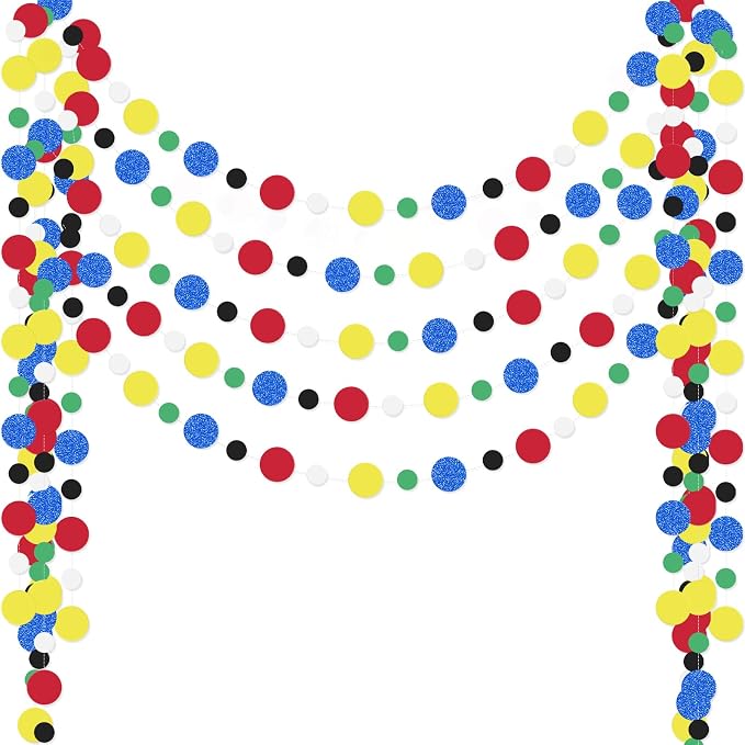 Outus 5 Pieces Colorful Circle Garland Banner Hanging Paper Dot Decorations by Outus