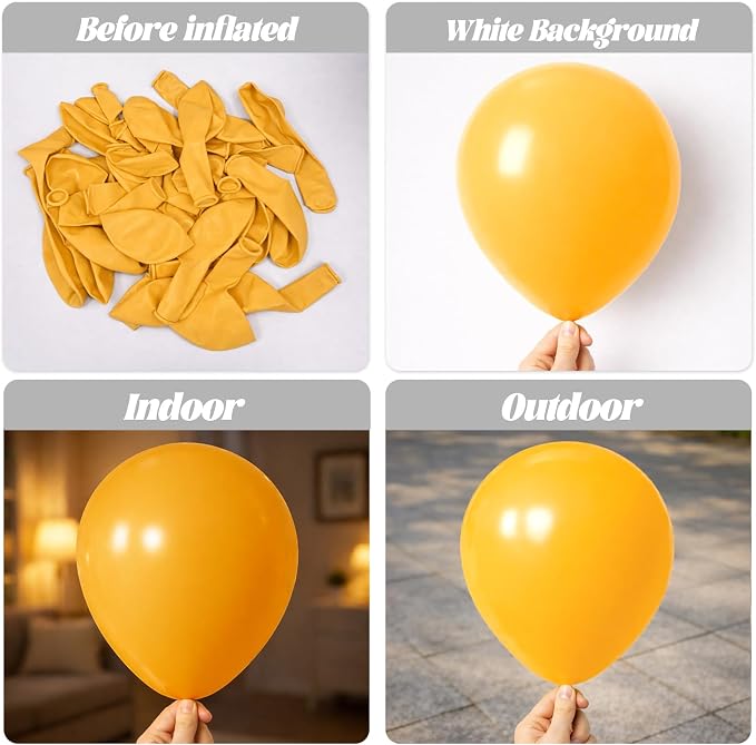 Voircoloria 130pcs Mustard Yellow Balloons Arch Kit, 18 12 10 5 Inch | - Image 3