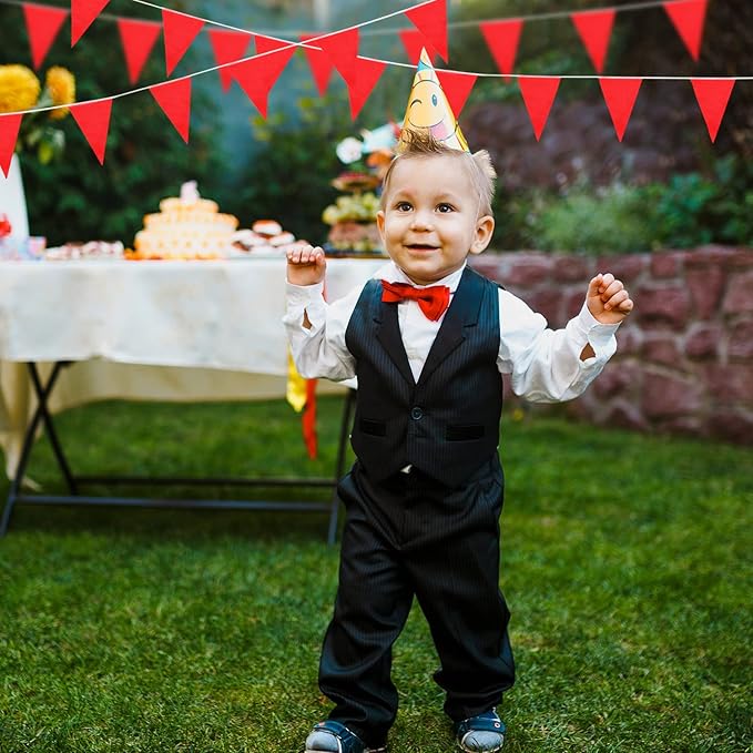 Tatuo 200 Feet Solid Pennant Banners Flags String Triangle Hanging DIY Bunting Flags Party Decorations for Grand Opening Party Banners for Kids Birthday, Shops (Red)