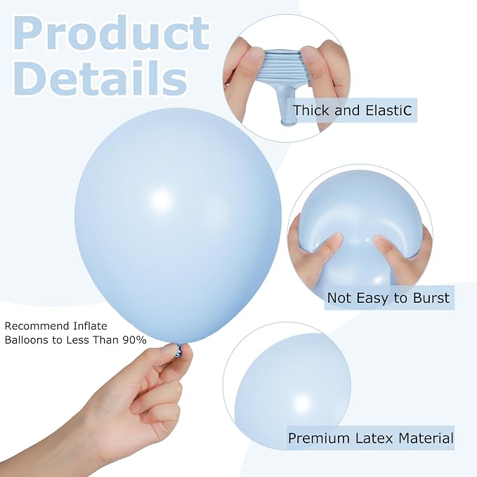 Ouddy Party 129Pcs Light Blue Balloons Different Sizes 18 12 10 5 Inch - Image 3