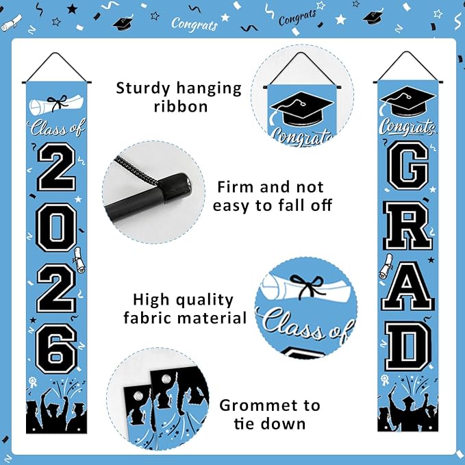 Graduation Banner Class of 2026, Graduation Decorations 2026 Porch Banner - Image 2