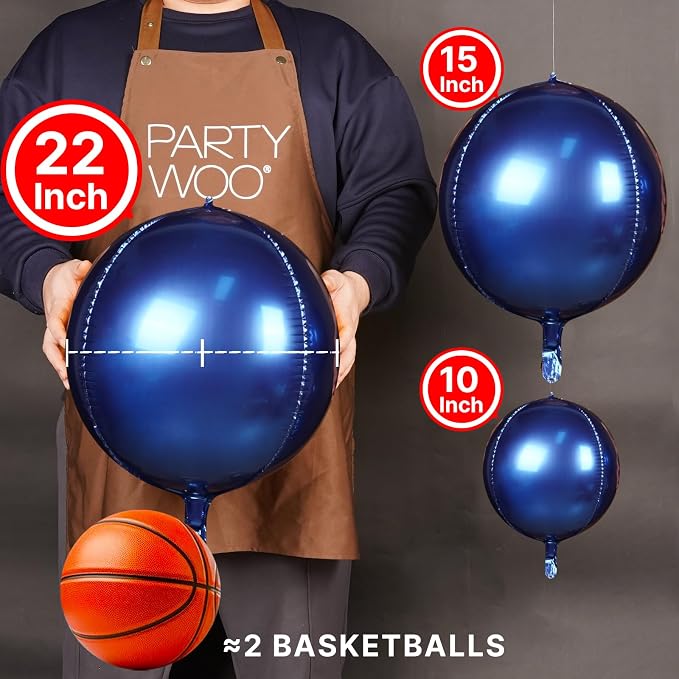 PartyWoo Navy Blue Large Giant Foil 4D Balloons 20pcs Different Sizes | 22 15 - Image 2