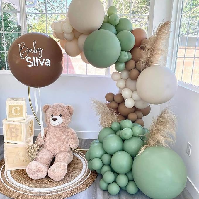 Voircoloria 105pcs Sage Green Olive Green Party Latex Balloons, 12inch | - Image 7