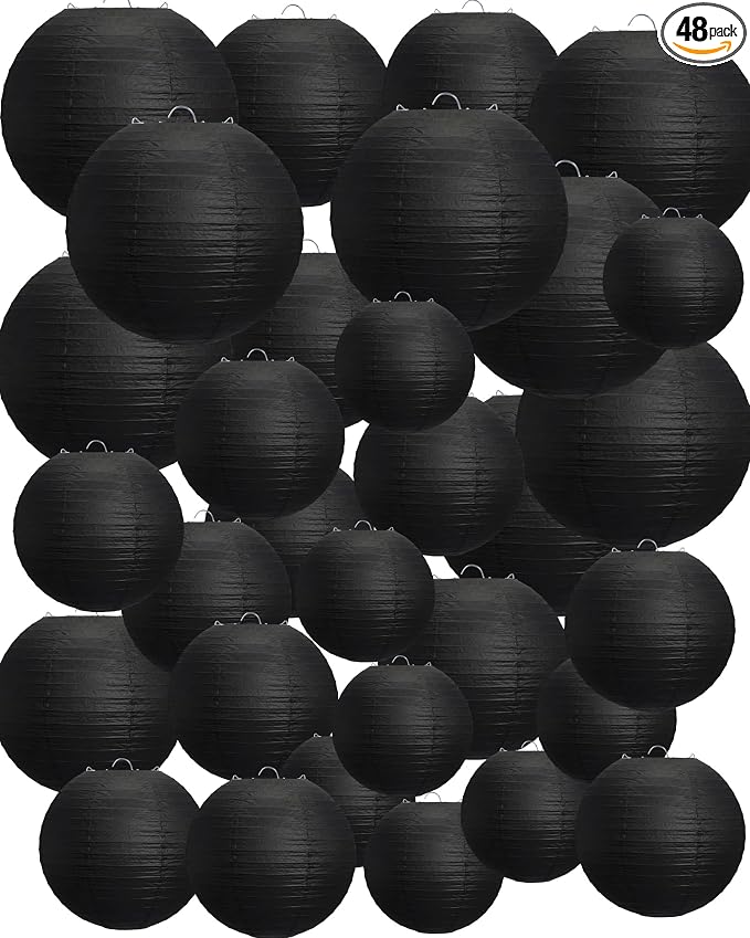 Treela 48 Pcs Paper Lanterns Party Decorations Chinese Lanterns Round Paper by Treela