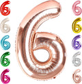 6 Balloon Numbers Birthday Decorations, 40In Rose Gold Balloons by Mluchee