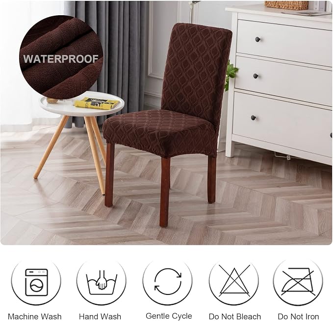 Waterproof Dining Chair Covers Set of 4 Parsons Chair Slipcovers | Double - Image 7