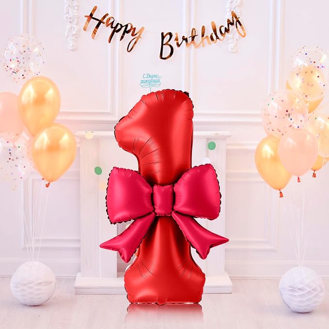 40 Inch Number 1 Balloon with Bow, Coquette Aesthetic Foil Balloon - Image 7