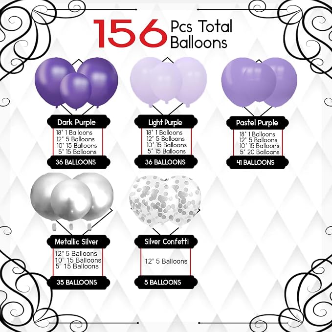 Archloon 156pcs Balloon Garland Arch Kit, Different Sizes 18 12 10 5 inch - Image 2