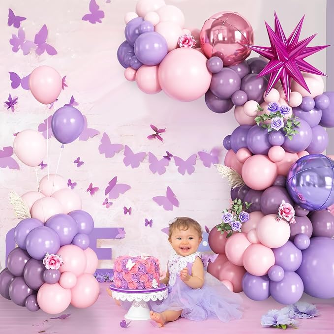 Pastel Pink Purple Balloon Arch Garland Kit - Image 3