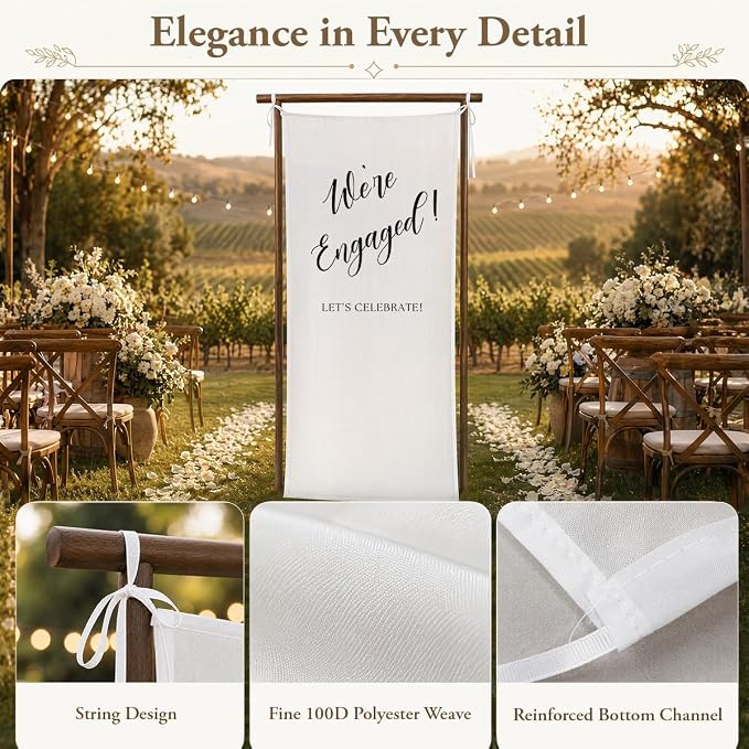 We’re Engaged Banner 73 x 30 Inch, Polyester Engagement Party Sign - Image 2