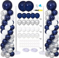 Navy Blue and Silver Balloon Column Stand Kit Set of 2 by ZyloonDecoration