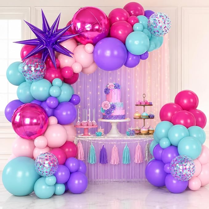 Pink and Teal Blue Balloon Arch Garland Kit - Image 5