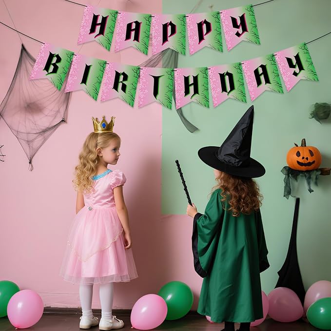 Witch Theme Birthday Party Decorations Happy Birthday Banner Garland Pink and - Image 5