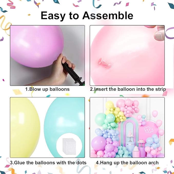 Pastel Balloons Garland Arch Kit, Rainbow Easter Party Balloons | Multicolor - Image 3