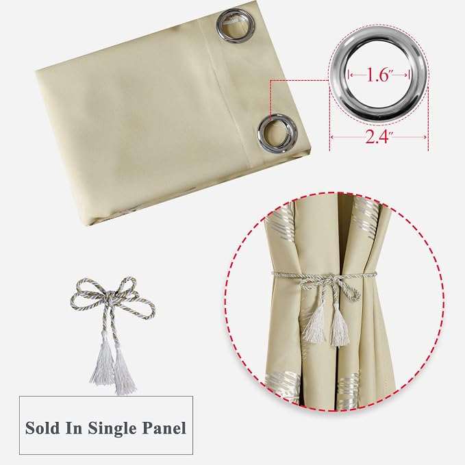 Beige Room Darkening Curtain for Sliding Door 80W x 84L Inch Long Extra Wide - Image 7