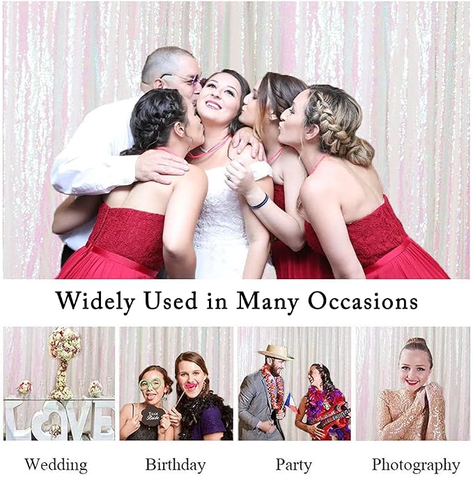 ShinyBeauty Iridescent White Backdrop Curtain 10Ft X 10 Ft Photograph Backdrops - Image 6