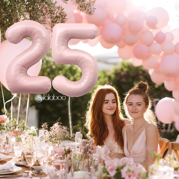 40 Inch Light Pink Number 25 Balloon 0-9 25th Foil Big Giant | Digital - Image 2