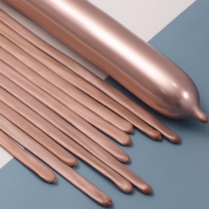 260 Balloons Metallic Rose Gold, Thickened 100 Pack Long Balloons Twisting by VHUWE