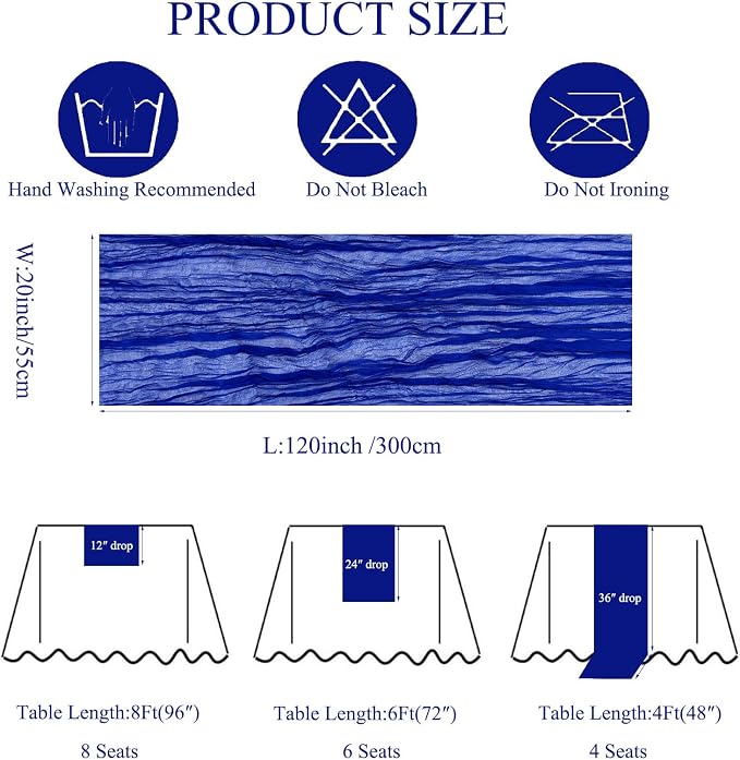 12Pack Royal Blue Cheesecloth Table Runner 20 x 120 inch Gauze Table Runner | - Image 3