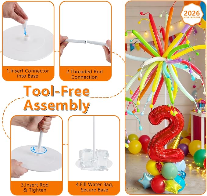Balloon Stand Kit Set of 2, 7FT Metal Balloon Pillars Stand - Image 3