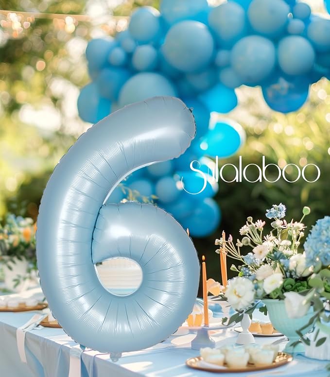 40 Inch Light Blue Number 6 Balloon 0-9 Big Helium Balloons | Large Giant - Image 7