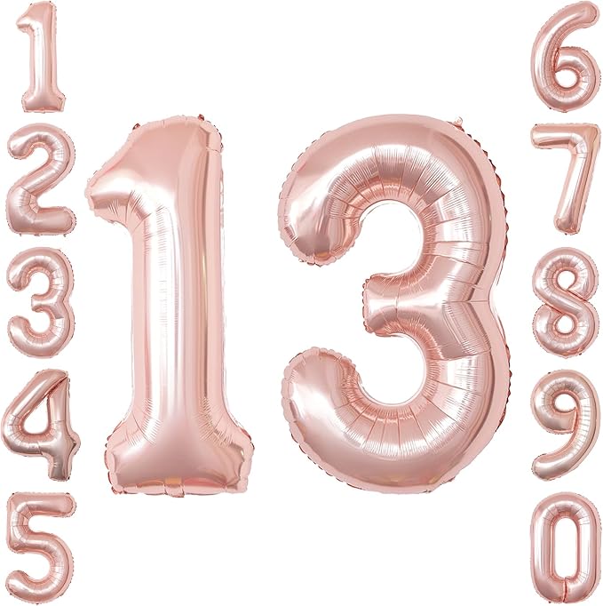 Rose Gold Number 13 Balloon 40 Inch, Glossy Foil by Unknown