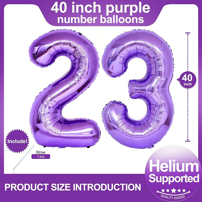 Number 23 Purple Balloons 40 Inch Giant Purple 23 Balloons 32 Number Balloons - Image 2