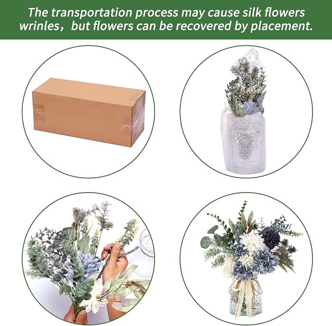 CEWOR Fake Flowers in Vase, Artificial Flowers Arrangement in Vase, Fake Floral - Image 2