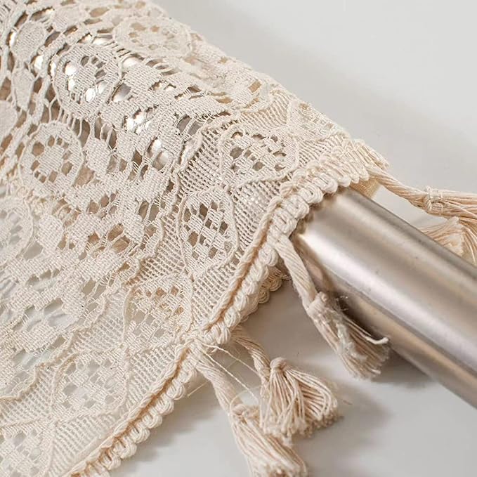 Sutuo Home Boho Sheer Curtain Valance Tier Crochet Lace - Image 5