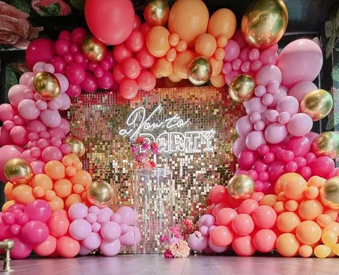 Pink and Orange Balloon Garland Arch Kit - Image 3