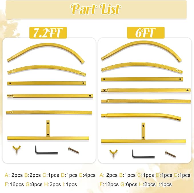 Gold Metal Arch Backdrop Stand 2 Set 7.2FT, 6FT Wedding Arch Stand Arched Door - Image 5