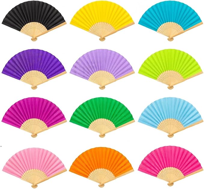 Paper Hand Fans, 8.3 Inch Foldable Handheld Fans by ffscafscn