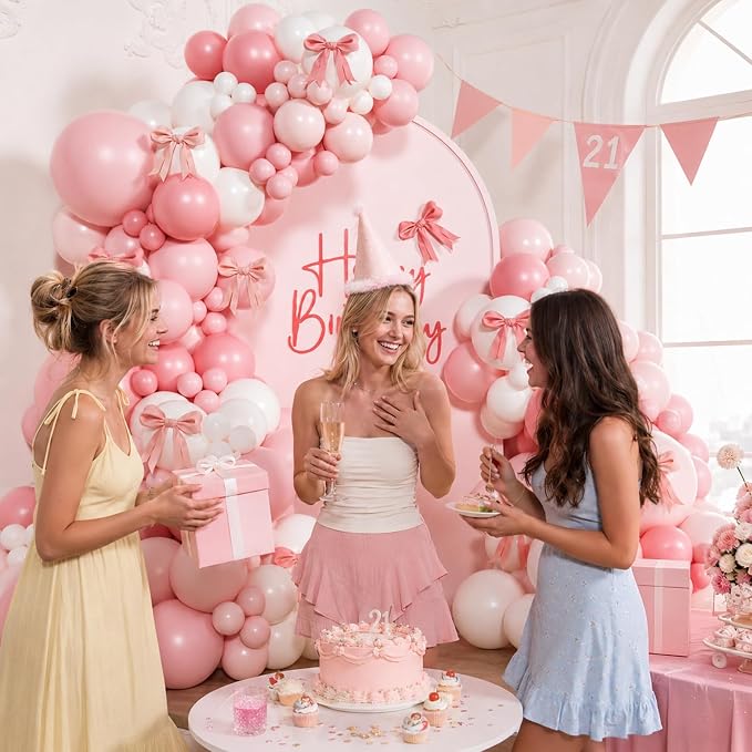 155pcs Pink and White Balloon Arch Kit - Image 6