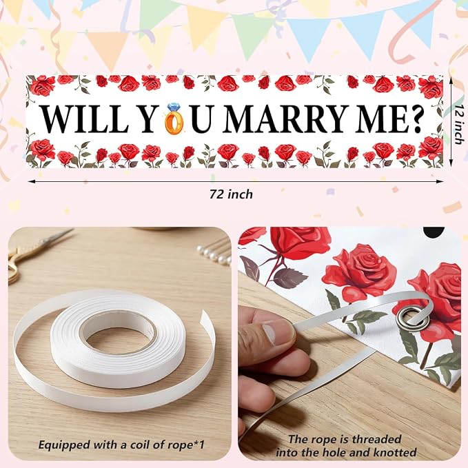 Will You Marry Me Banner Wedding Decor Banner Decorations Hanging Sign | - Image 2