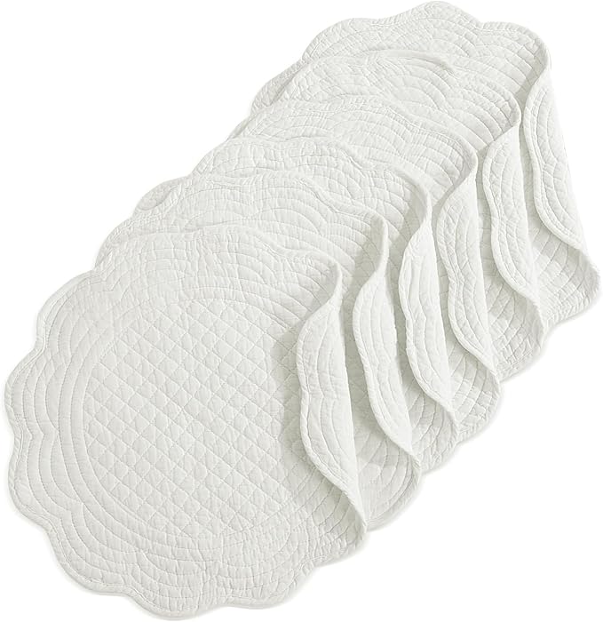 HOMBYS Quilted Placemats Set of 6 Washable Round Placemats by HOMBYS