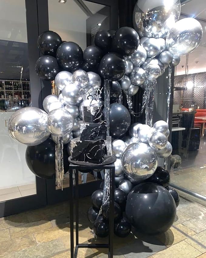 Black and Silver Balloon Arch Kit, Graduation, Anniversary Decorations - Image 4