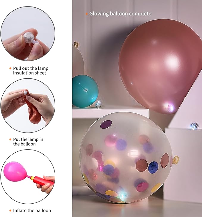 Aogist 100pcs Pink Balloon Lights, Long Standby Time Waterproof Mini Light - Image 4