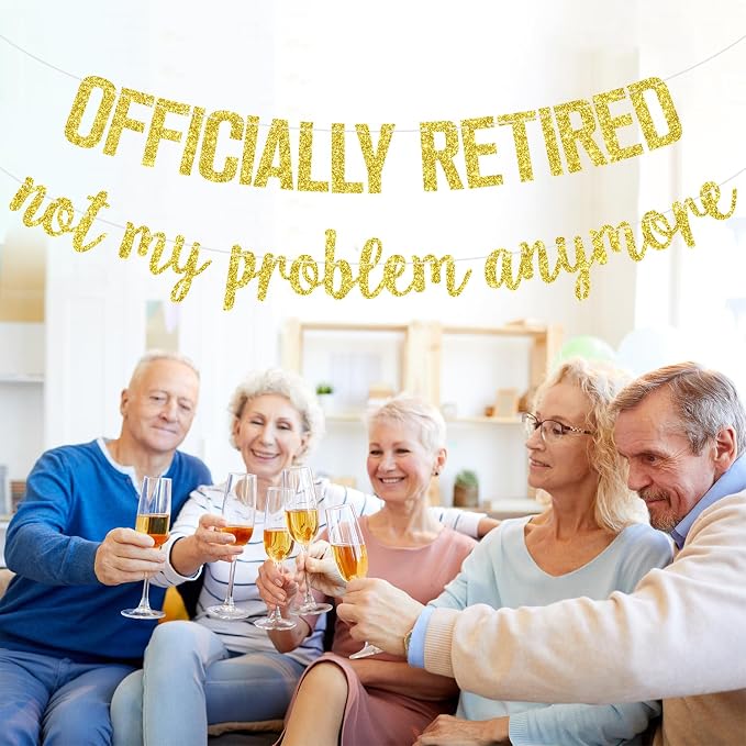 Officially Retired Banner, Happy Retirement, Goodbye Tension Hello Pension - Image 2